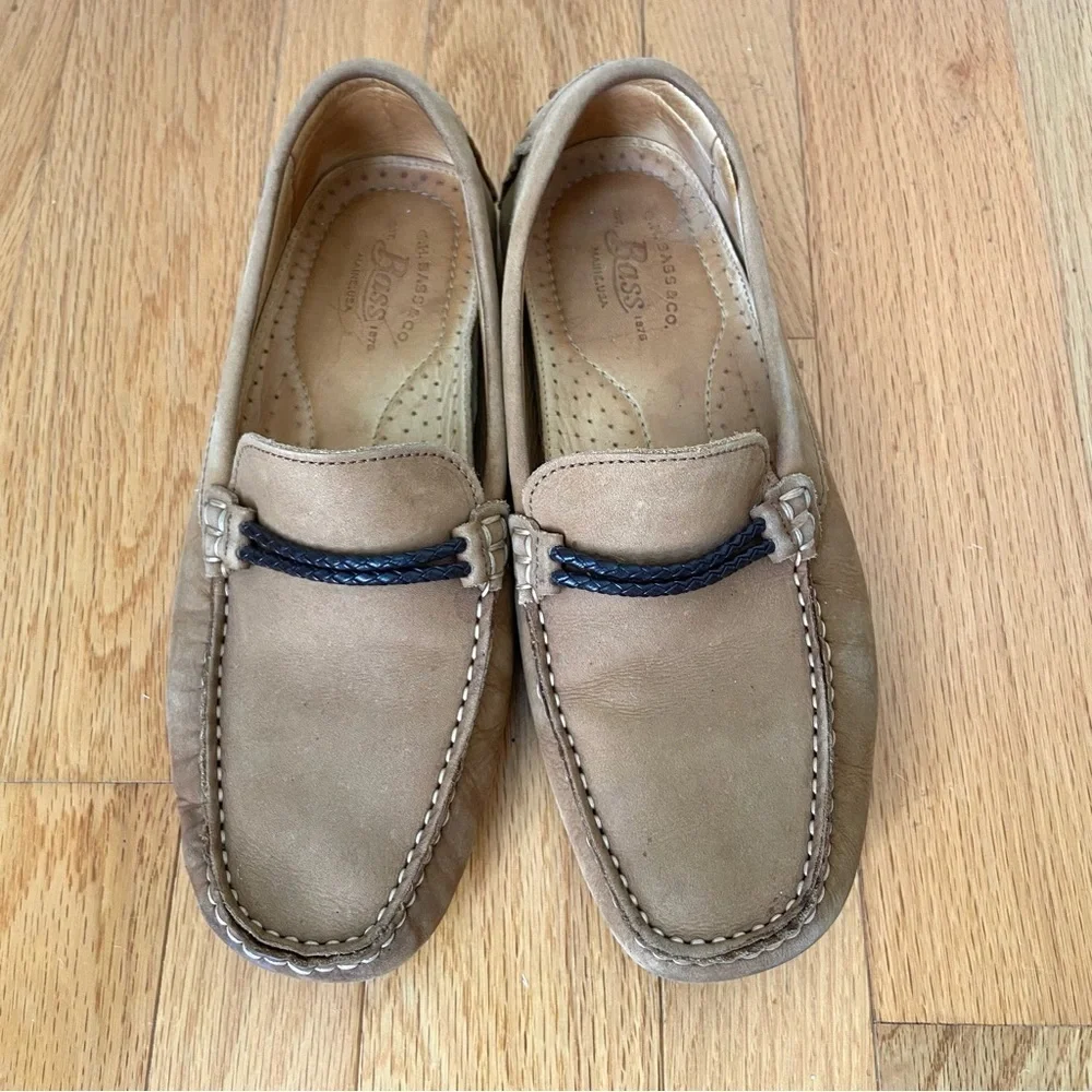 Bass Driving Loafers Men's 7.5 M Brown Leather Slip-On Shoes Old Money Preppy